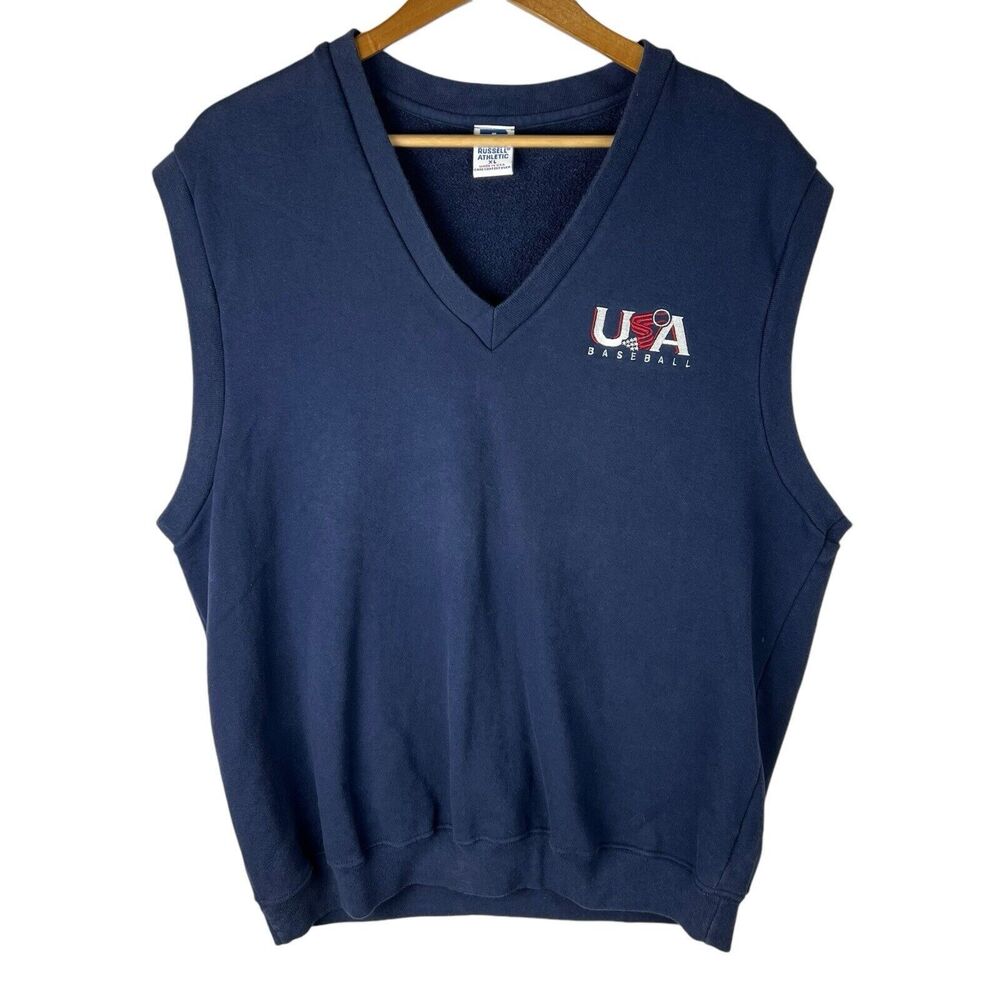 VTG 90s Russell Athletic Mens Sz XL Vest Sweater USA Basketball USA Made Logo